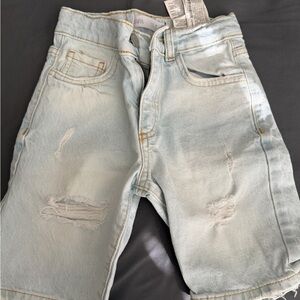 Zara Light Blue Distressed Kids Shorts